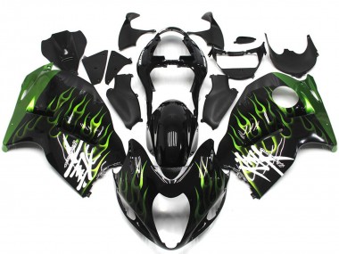 Carénages Moto Suzuki GSXR 1300 1996-2007 - Noir Brillant Vert Foncé Flamme Abordables