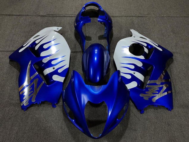 Carénages Moto Suzuki GSXR 1300 1996-2007 - Blanc Bleu Flamme