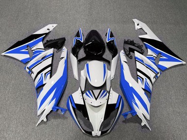 Carénages Moto Kawasaki ZX6R 2009-2012 - Blanc Bleu Noir Zag Abordables