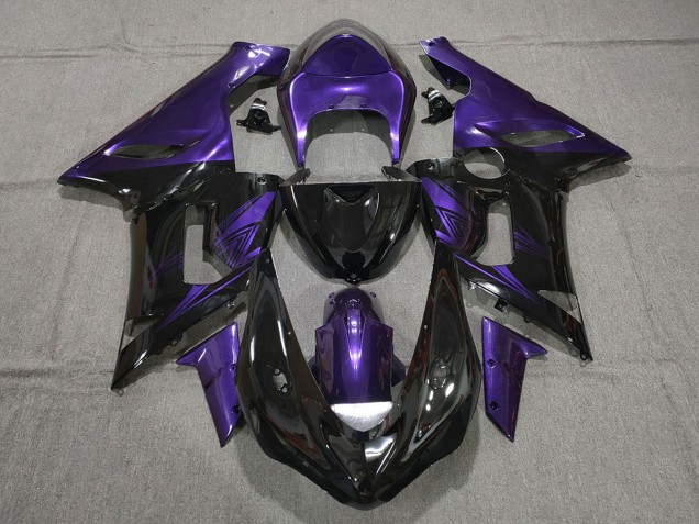 Carénages Moto Kawasaki ZX6R 2005-2006 - Violet Noir Brillant