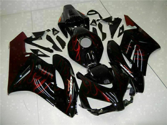 Carénages Moto Honda CBR1000RR 2004-2005 - Noir Brillant Rouge Flamme