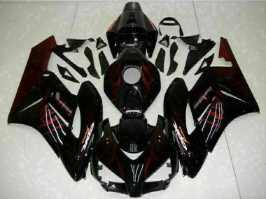 Carénages Moto Honda CBR1000RR 2004-2005 - Noir Brillant Rouge Flamme Abordables