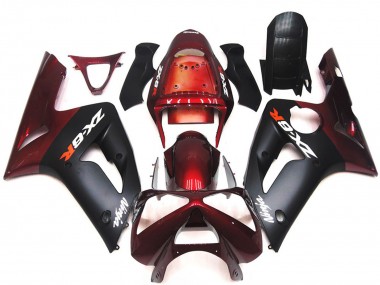 Carénages Moto Kawasaki ZX6R 2003-2004 - Rouge Marron Noir Mat Abordables