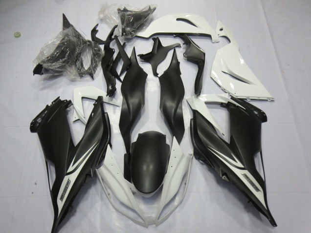 Carénages Moto Kawasaki ZX6R 2013-2018 - Blanc Noir Mat