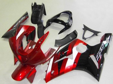 Carénages Moto Kawasaki ZX6R 2003-2004 - Rouge Blanc Noir Brillant Abordables