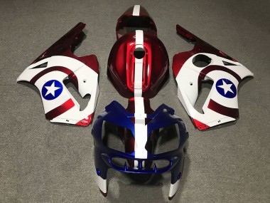 Carénages Moto Kawasaki ZX12R 2002-2006 - Rouge Bleu Blanc Étoile Captain America Abordables
