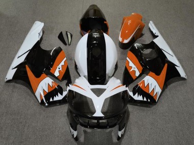 Carénages Moto Kawasaki ZX12R 2002-2006 - Orange Noir Blanc Requin Abordables