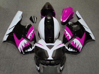 Carénages Moto Kawasaki ZX12R 2002-2006 - Rose Noir Blanc Requin Abordables