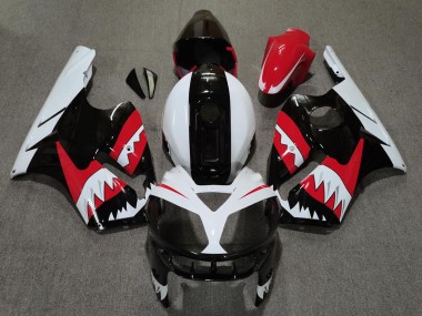 Carénages Moto Kawasaki ZX12R 2002-2006 - Rouge Noir Blanc Requin Abordables