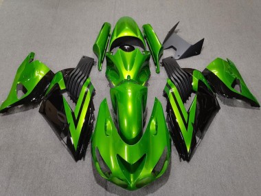 Carénages Moto Kawasaki ZX14R 2006-2011 - Vert Noir Brillant Abordables