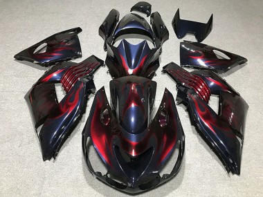 Carénages Moto Kawasaki ZX14R 2006-2011 - Caméléon Bleu Noir Rouge Flamme Abordables