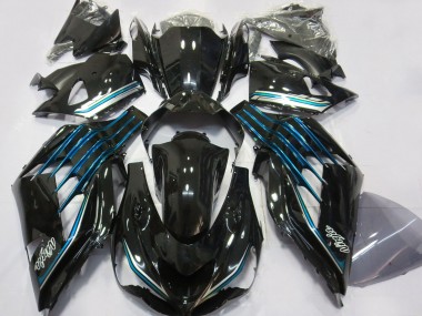 Carénages Moto Kawasaki ZX14R ZZR1400 2012-2024 - Noir Brillant Bleu Clair Abordables