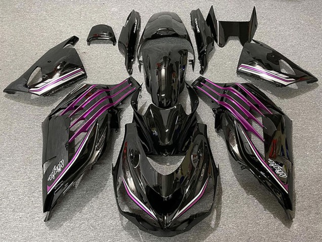 Carénages Moto Kawasaki ZX14R ZZR1400 2012-2024 - Noir Brillant Violet