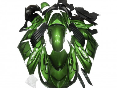 Carénages Moto Kawasaki ZX14R 2006-2011 - Vert Noir Flamme Abordables