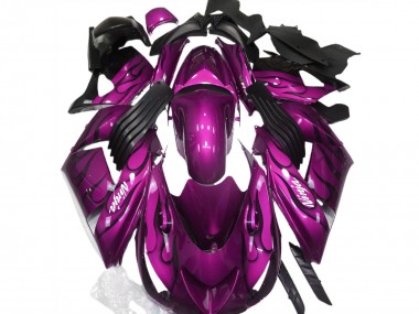 Carénage Moto Kawasaki ZX14R 2006-2011 - Violet Noir Flamme Blanc Ninja Abordables