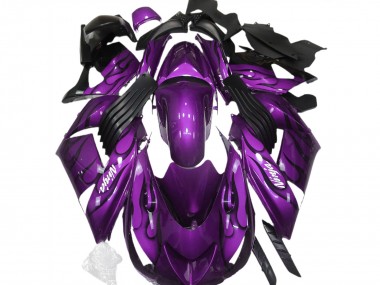 Carénages Moto Kawasaki ZX14R 2006-2011 - Violet Noir Flamme Blanc Ninja Abordables