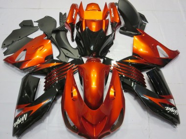 Carénages Moto Kawasaki ZX14R 2006-2011 - Orange Noir Brillant Abordables