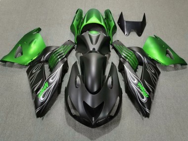 Carénages Moto Kawasaki ZX14R 2006-2011 - Vert Noir Mat Abordables
