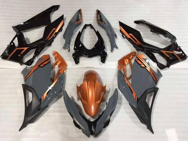 Carénages Moto Kawasaki Ninja 400 2018-2024 - Orange Nardo Gris Noir Brillant
