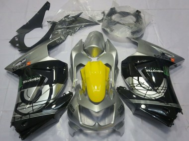 Carénages Moto Kawasaki Ninja 250 2008-2012 - Argent Jaune Noir Brillant Abordables