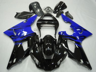 Carénages Moto Yamaha R1 2000-2001 - Bleu Noir Brillant Flamme Abordables