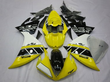 Carénages Moto Yamaha R1 2012-2014 - Blanc Jaune Noir Brillant Abordables
