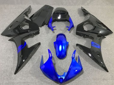 Carénages Moto Yamaha R6 2003-2004 - Bleu Noir Brillant Abordables