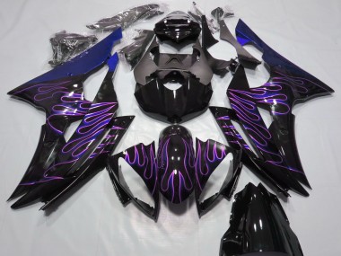 Carénages Moto Yamaha R6 2008-2016 - Bleu Noir Brillant Violet Flamme Abordables