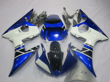 Carénages Moto Yamaha R6 2003-2004 - Bleu Blanc Noir Brillant OEM Style Abordables