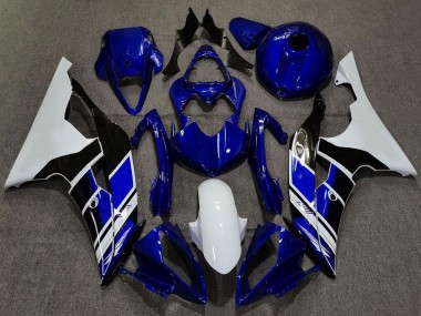 Carénages Moto Yamaha R6 2008-2016 - Blanc Bleu Noir Brillant Abordables