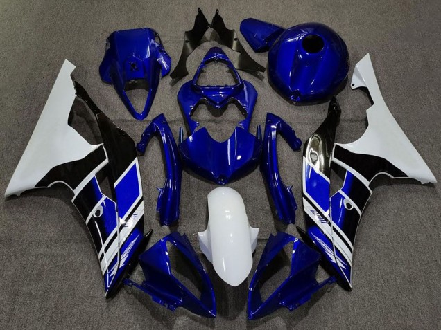 Carénages Moto Yamaha R6 2008-2016 - Blanc Bleu Noir Brillant