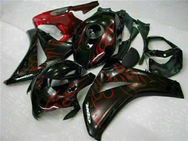 Kits Carénage Moto Honda CBR1000RR 2008-2011 - Noir Brillant Rouge Flamme Abordables