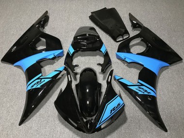 Carénages Moto Yamaha R6 2003-2004 - Noir Brillant Bleu Clair Abordables