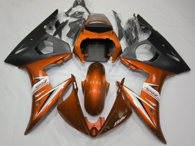 Carénages Moto Yamaha R6 2003-2004 - Orange Blanc Noir Mat Abordables