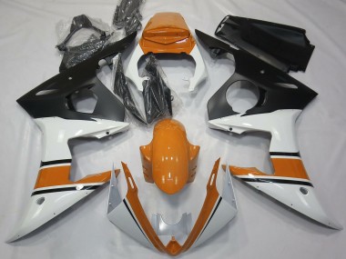 Carénages Moto Yamaha R6 2003-2004 - Blanc Orange Noir Mat Abordables