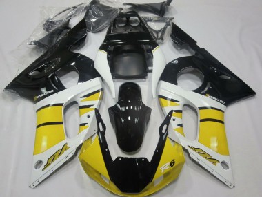 Carénages Moto Yamaha R6 1998-2002 - Jaune Blanc Noir Brillant Abordables