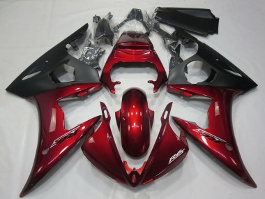 Carénages Moto Yamaha R6 2005 - Rouge Foncé Noir Mat Abordables