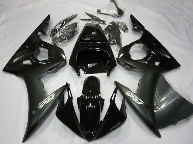 Carénages Moto Yamaha R6 2003-2004 - Noir Brillant Noir Mat Blanc Décalque
