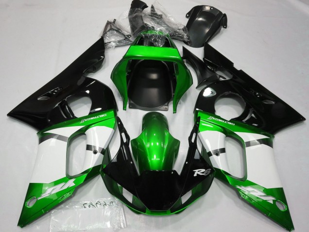 Carénages Moto Yamaha R6 1998-2002 - Vert Blanc Noir Brillant