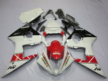 Carénages Moto Yamaha R6 2005 - Blanc Rouge Noir Brillant Motul Abordables