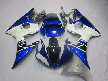 Carénages Moto Yamaha R6 2005 - Bleu Blanc Noir Brillant Abordables