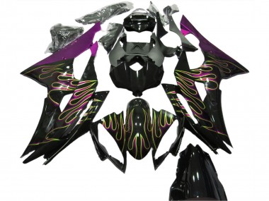 Carénages Moto Yamaha R6 2008-2016 - Violet Noir Brillant Or Flamme Abordables