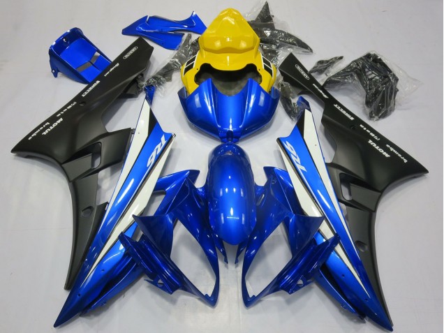 Carénages Moto Yamaha R6 2006-2007 - Jaune Bleu Blanc Noir Mat Motul