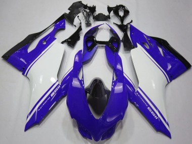 Carénages Moto Ducati 1199 2011-2014 - Bleu Brillant Blanc Noir Abordables