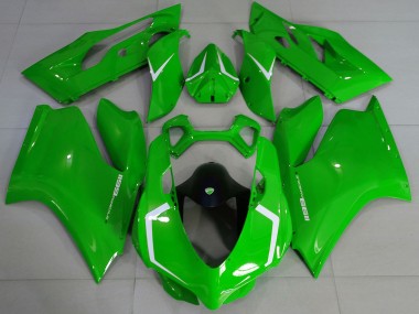 Carénages Moto Ducati 1199 2011-2014 - Vert Brillant Blanc Abordables