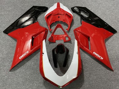 Carénages Moto Ducati 1098 2007-2014 - Blanc Rouge Noir Abordables