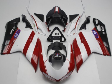 Carénage Moto Ducati 848 1098 1198 2007-2014 - Blanc Rouge Noir Brillant Abordables