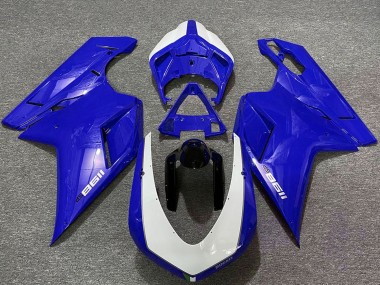 Carénages Moto Ducati 1198 2007-2014 - Bleu Brillant Blanc Abordables