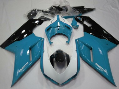 Carénages Moto Ducati 1098 2007-2014 - Bleu Blanc Noir Brillant Abordables