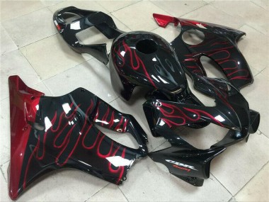 Carénage Moto Honda CBR600 F4i 2001-2003 - Noir Brillant Rouge Flamme Abordables